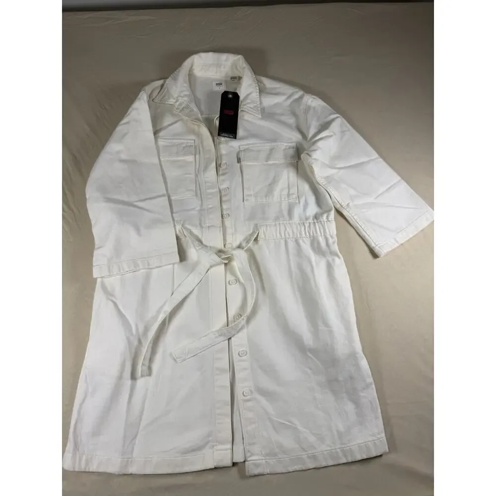 Levi's L93808 Womens White Ainsley Denim Utility Dress Size Small (NWT)